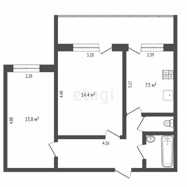 2-комнатная квартира: Тюмень, Олимпийская улица, 36 (46 м) - Фото 0