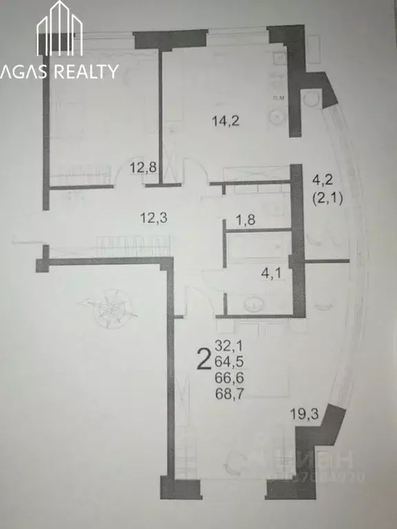 2-к кв. Ставропольский край, Ессентуки ул. Шмидта, 82 (68.7 м) - Фото 2