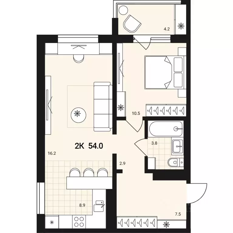 2-к кв. Новосибирская область, Обь Геодезическая ул., 29 (54.0 м) - Фото 0