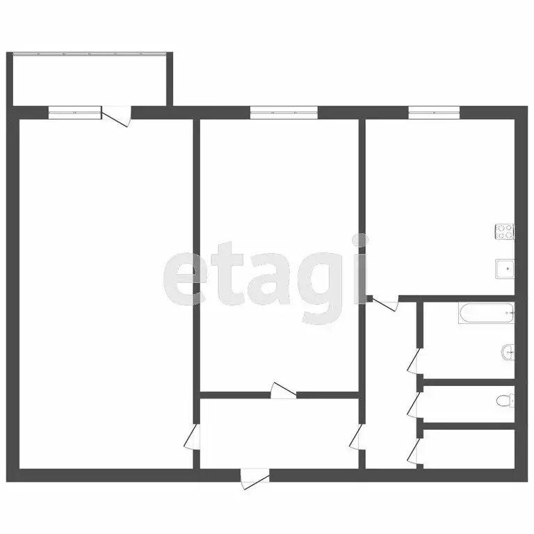 2-комнатная квартира: Томск, улица Сергея Лазо, 25 (53.3 м) - Фото 1