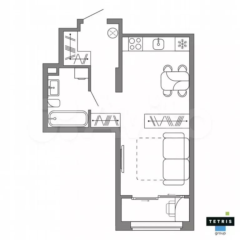 Квартира-студия, 33,3 м, 23/32 эт. - Фото 1