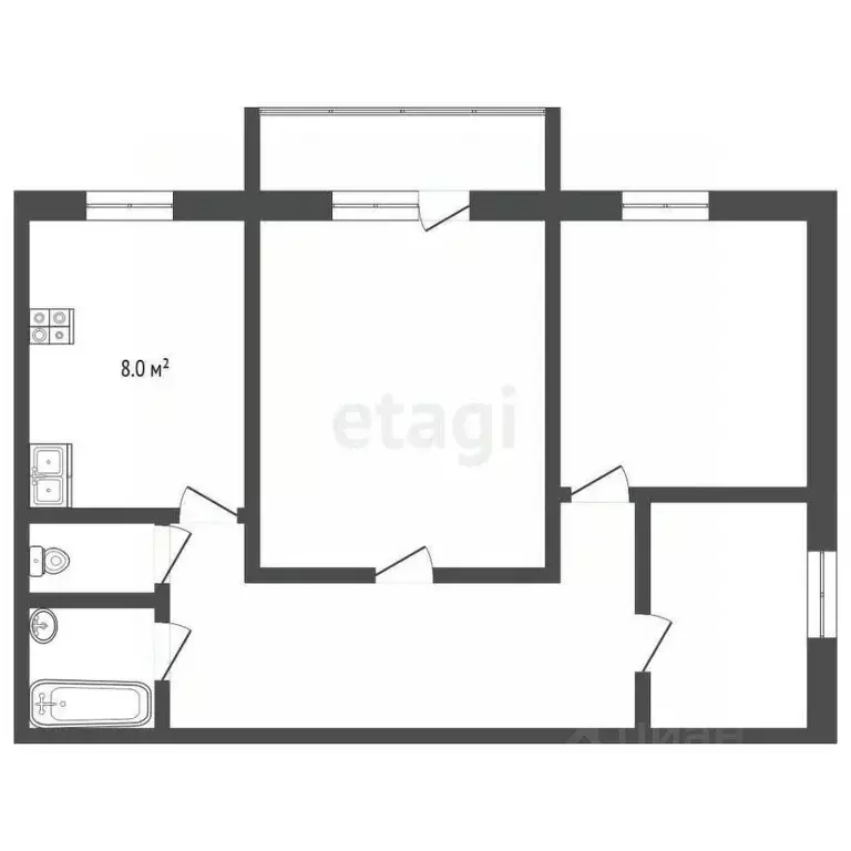 3-к кв. Самарская область, Самара пос. Кряж, пер. Утевский, 21 (57.9 ... - Фото 2