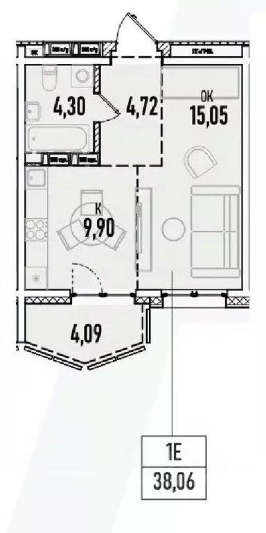 1-к кв. Иркутская область, Иркутск Донская ул., 5Д (38.06 м) - Фото 1