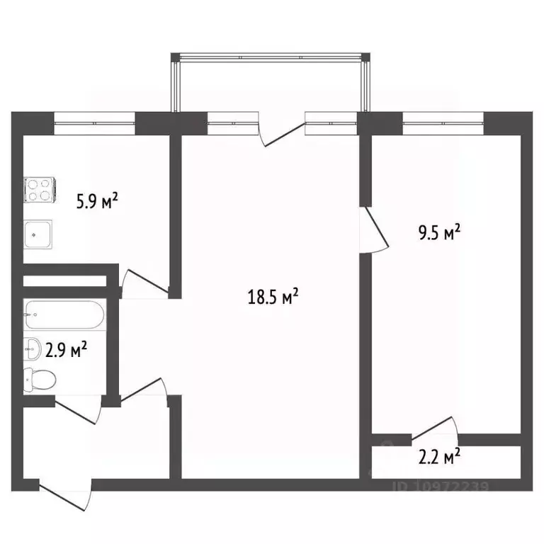 2-к кв. Башкортостан, Стерлитамак ул. Кочетова, 23 (44.7 м) - Фото 1