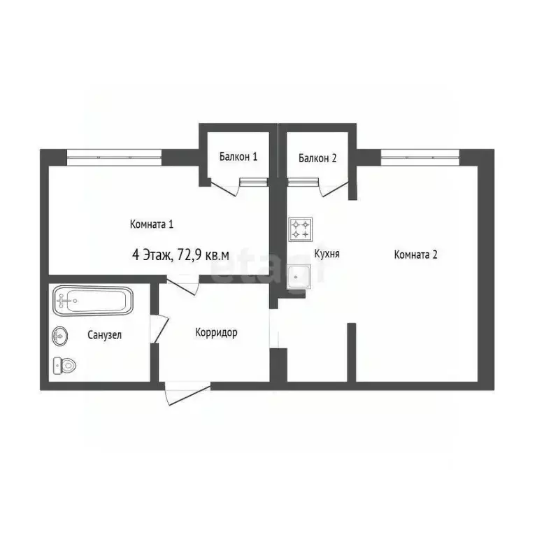 2-к кв. Саратовская область, Саратов Гвардейская ул., 35а (72.9 м) - Фото 1