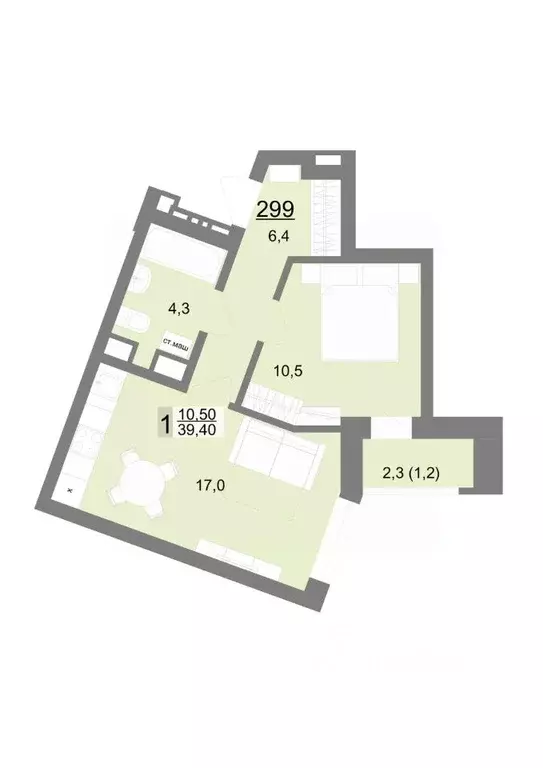 1-к кв. Свердловская область, Екатеринбург ул. Металлургов, 63/1 (39.4 ... - Фото 1