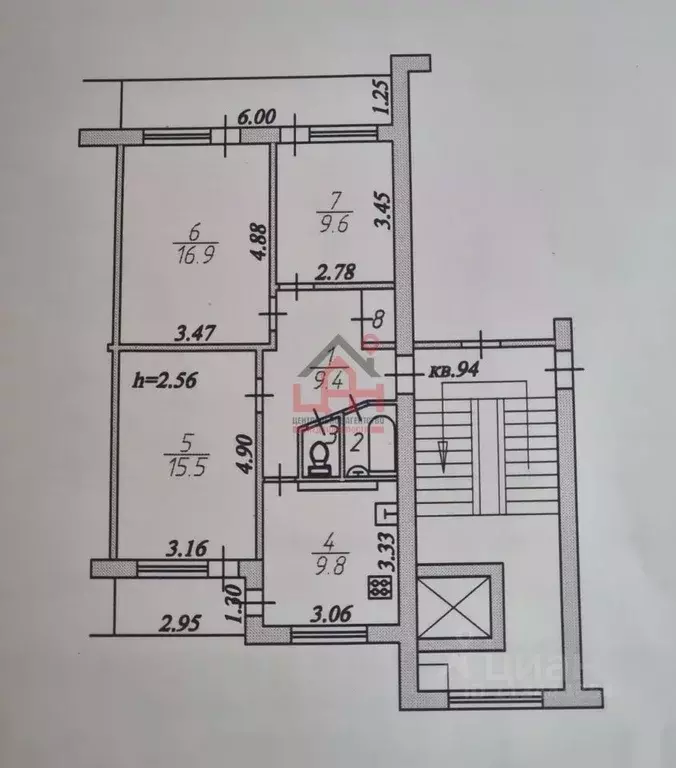 3-к кв. Ставропольский край, Ессентуки Вокзальная ул., 57а (76.3 м) - Фото 2