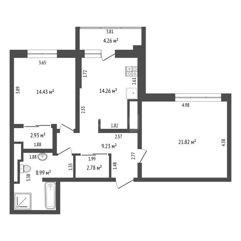 2-комнатная квартира: Тюмень, улица 50 лет Октября, 4 (73.5 м) - Фото 1