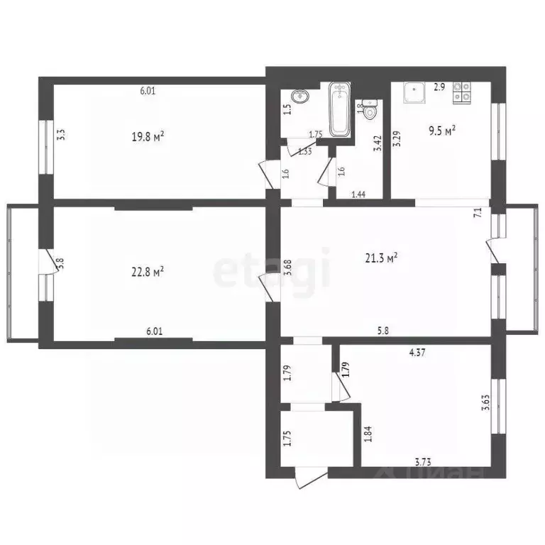 4-к кв. москва ленинградское ш, 46 (106.0 м) - Фото 1