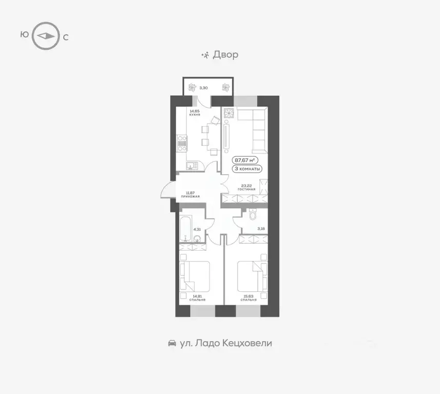 3-к кв. Красноярский край, Красноярск ул. Менжинского, 10Г (87.7 м) - Фото 0