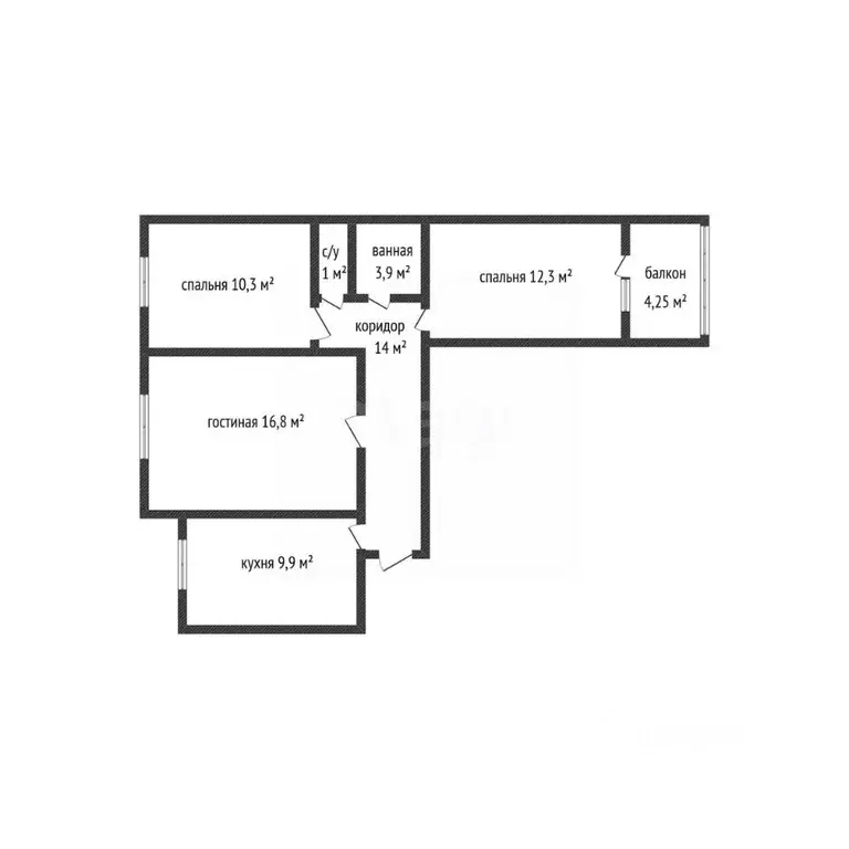 3-к кв. Адыгея, Майкоп ул. 12 Марта, 150К3 (63.5 м) - Фото 2