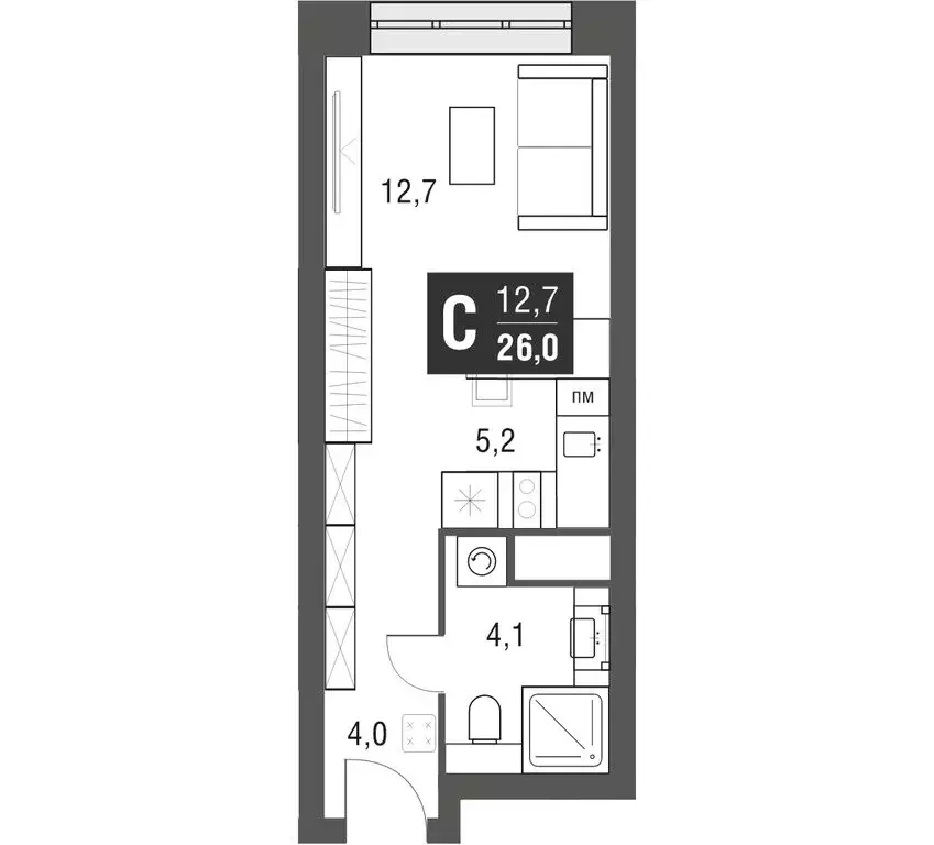 Квартира-студия: Москва, проезд Серебрякова, 11к2 (25.3 м) - Фото 0