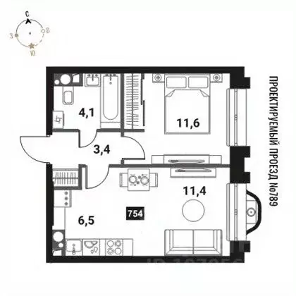 2-к кв. Москва Интеллигент жилой комплекс (37.0 м) - Фото 0