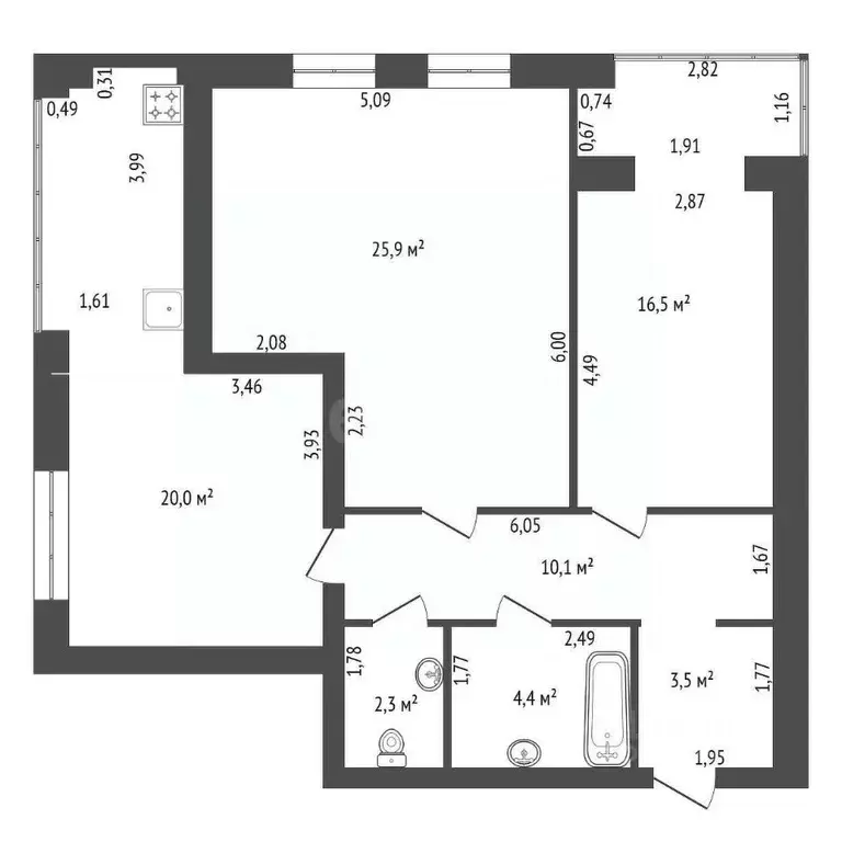 3-к кв. Башкортостан, Уфа ул. Авроры, 5/10 (83.0 м) - Фото 2