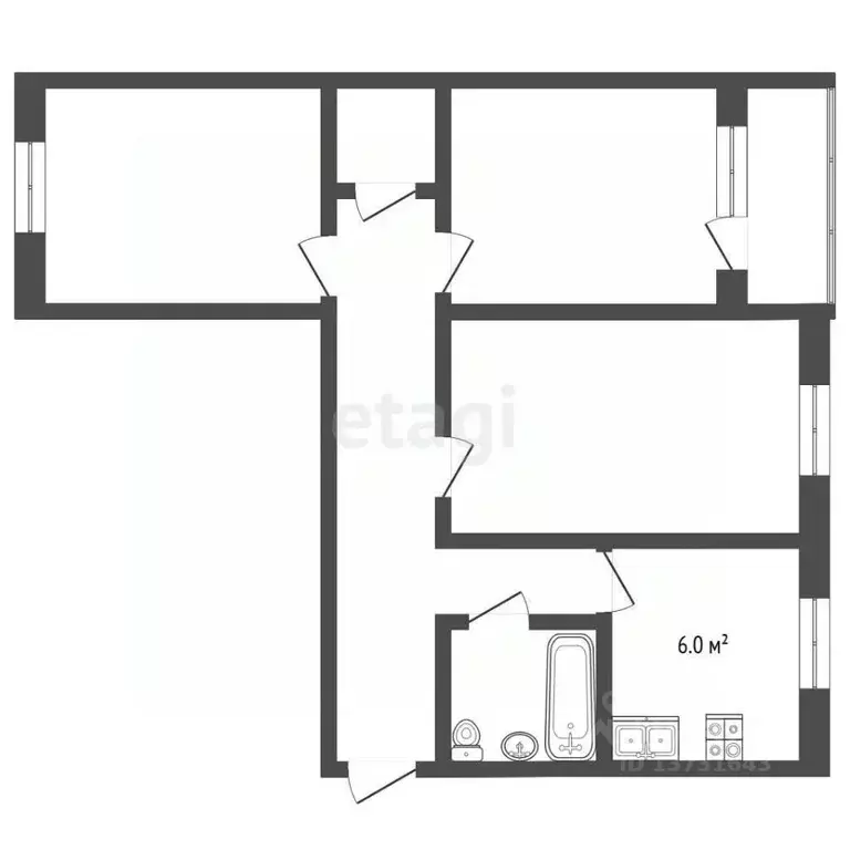 3-к кв. Псковская область, Псков ул. Металлистов, 32А (58.6 м) - Фото 2