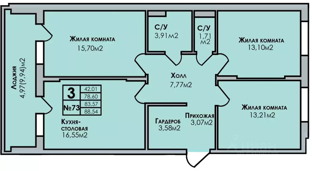 3-к кв. Удмуртия, Сарапул Центральный жилрайон, Новый Горизонт жилой ... - Фото 1
