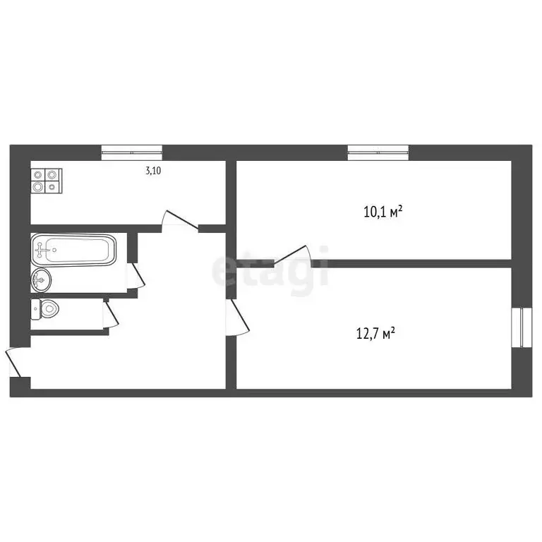 2-комнатная квартира: Кыштым, Боровая улица, 14 (40.2 м) - Фото 1