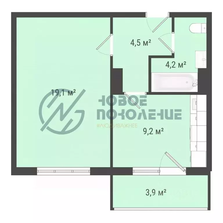 1-к кв. Омская область, Омск пос. Биофабрика, 18к1 (37.0 м) - Фото 0