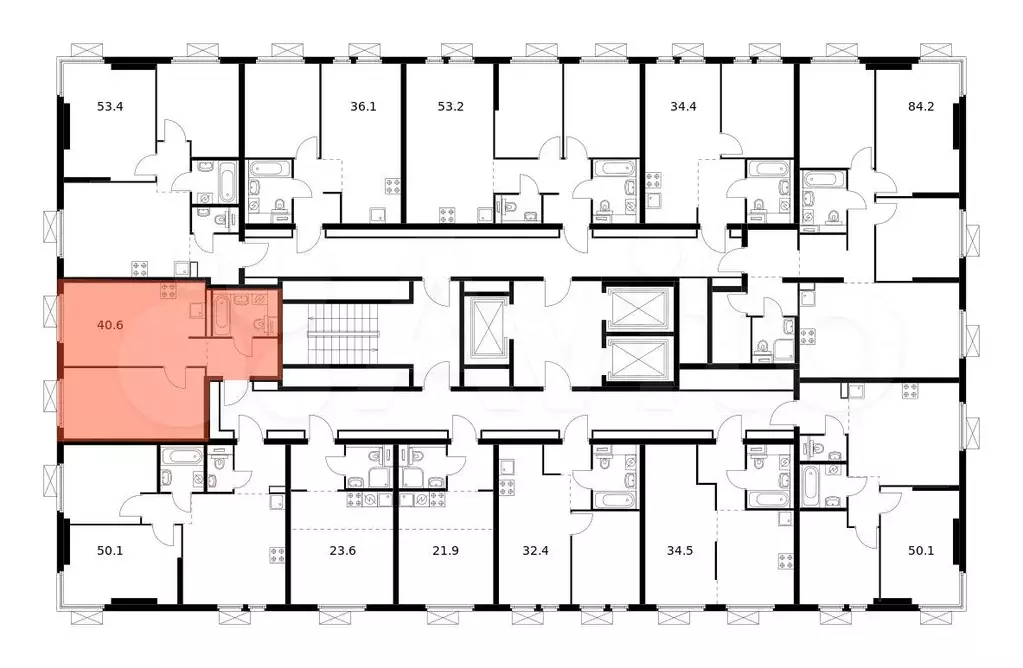 1-к. квартира, 40,6 м, 20/22 эт. - Фото 1