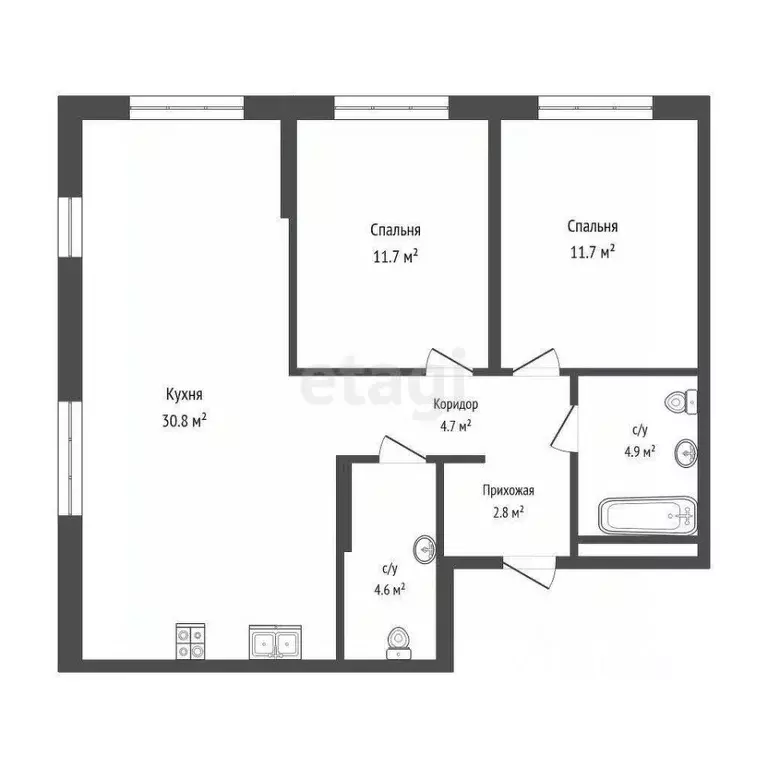 2-к кв. Тюменская область, Тюмень Харьковская ул., 72Б (71.1 м) - Фото 0