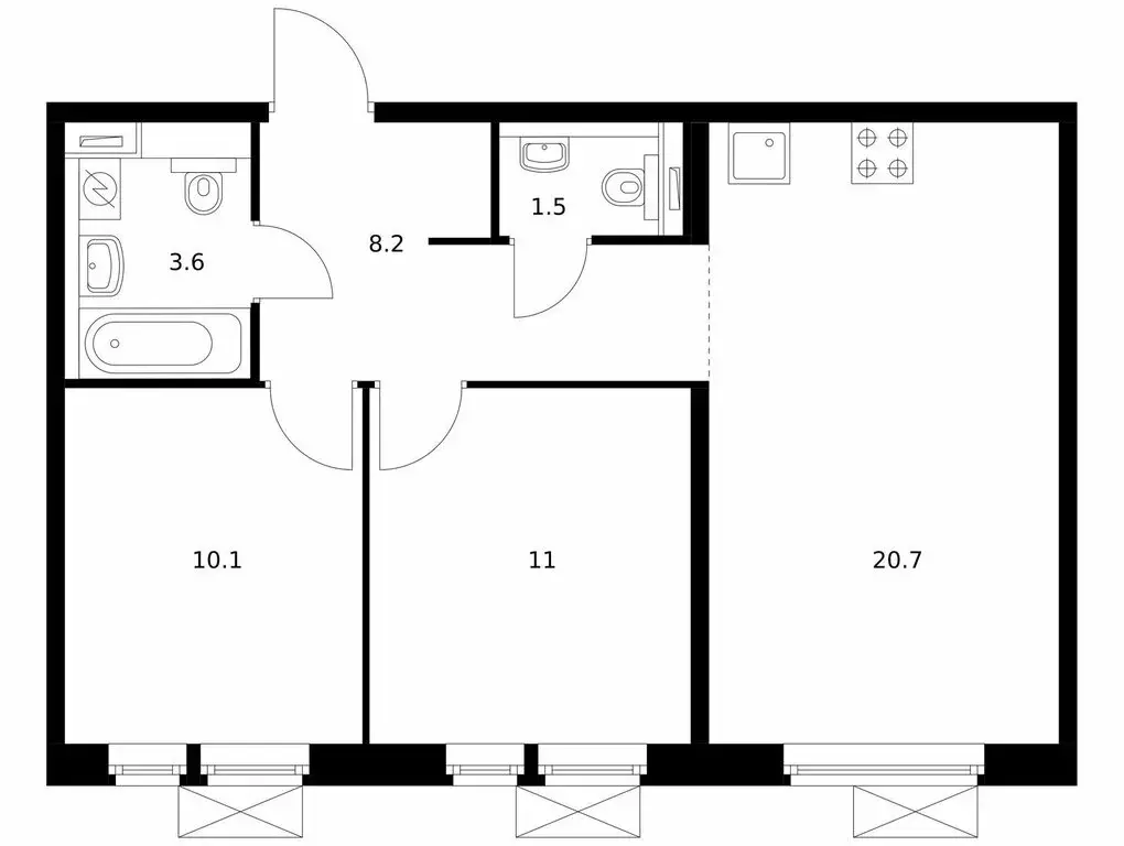 2-комнатная квартира: Дрожжино, Южная улица, 12к1 (55.1 м) - Фото 0