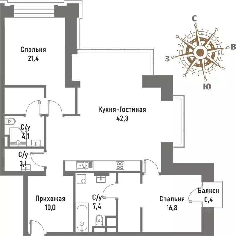 3-к кв. Москва ул. Матросская Тишина, 12 (105.6 м) - Фото 0