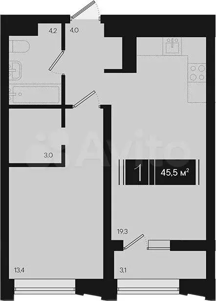 1-к. квартира, 45,5м, 15/18эт. - Фото 1