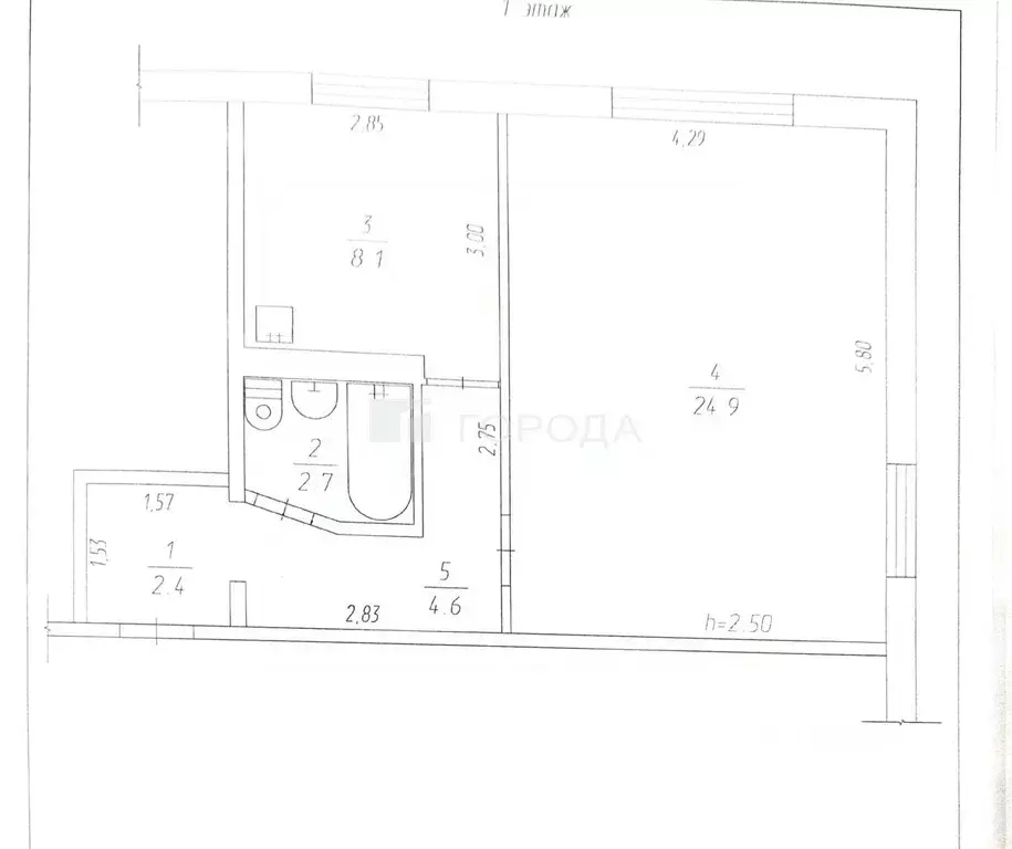 1-к кв. Кемеровская область, Прокопьевск Транспортная ул., 32 (42.7 м) - Фото 2