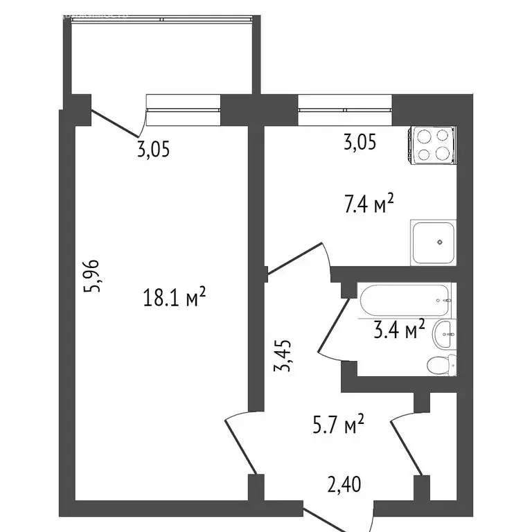 1-комнатная квартира: Петрозаводск, Лыжная улица, 5 (35.2 м) - Фото 1