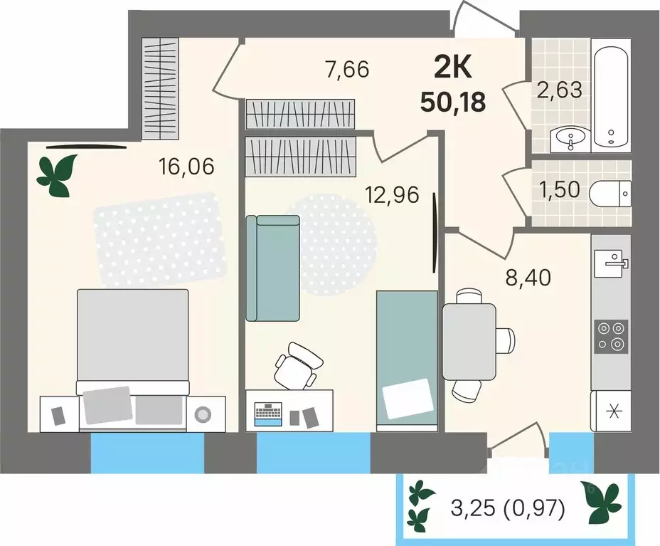 2-к кв. Пермский край, Пермский муниципальный округ, с. Култаево ул. ... - Фото 1