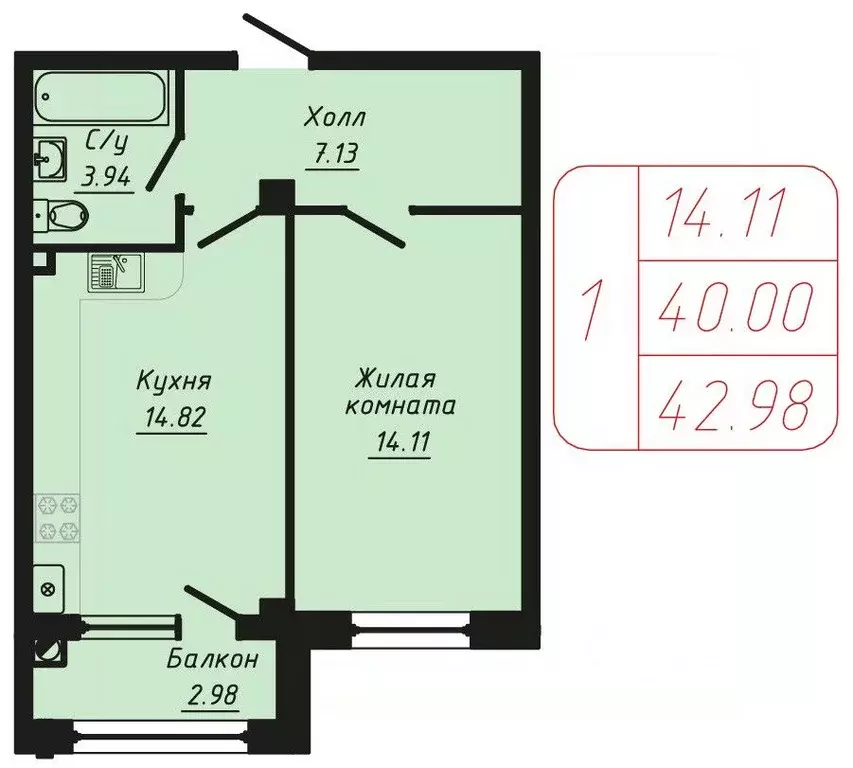 1-к кв. Ставропольский край, Кисловодск ул. Фоменко (42.98 м) - Фото 0