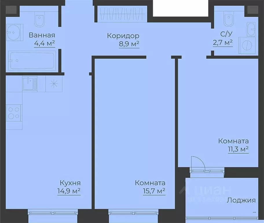 2-к кв. Ярославская область, Рыбинск Западный п/р, Малиновский Квартал ... - Фото 0