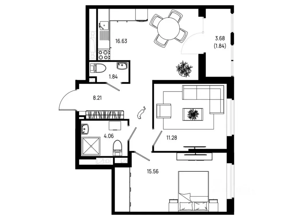 2-к кв. Ленинградская область, Всеволожский район, Свердловское ... - Фото 1