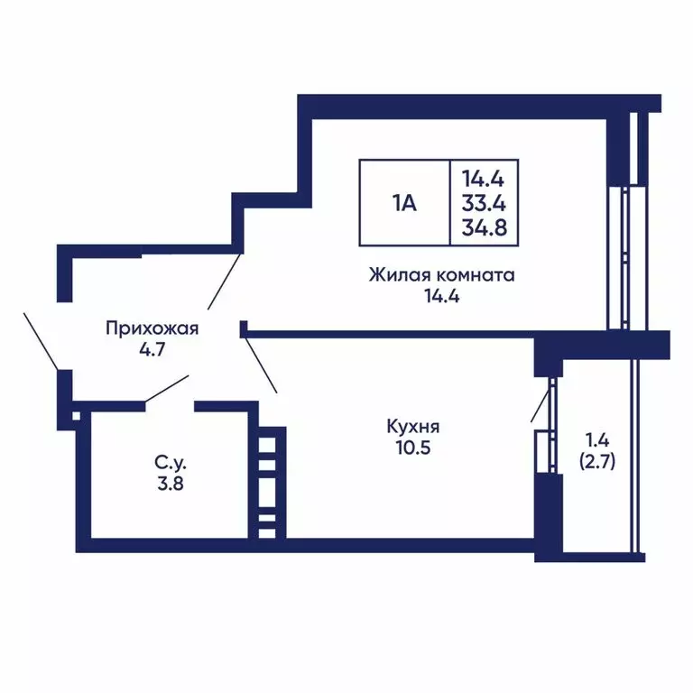 1-комнатная квартира: Новосибирск, жилой комплекс Горизонт (34.8 м) - Фото 0