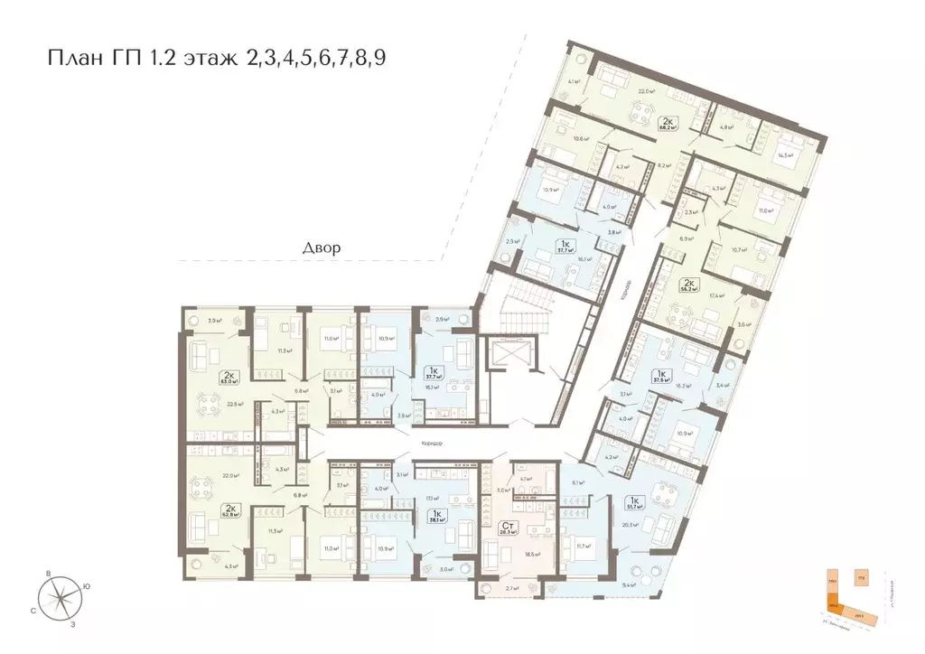 2-к кв. Тюменская область, Тюмень ул. Заполярная, 3 (62.8 м) - Фото 1