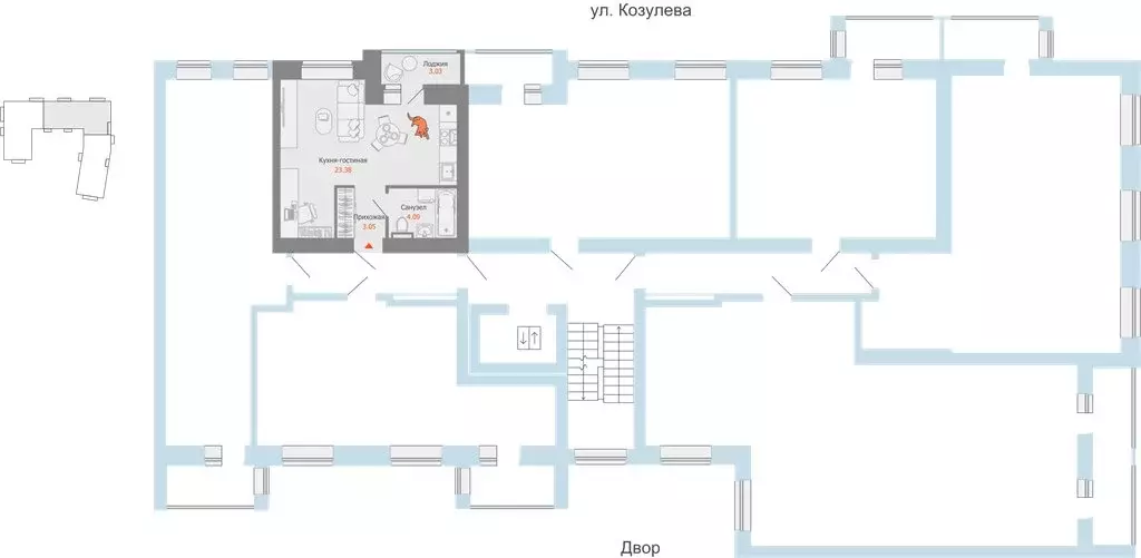 Квартира-студия: Киров, улица Дмитрия Козулева, 2к1 (32 м) - Фото 1