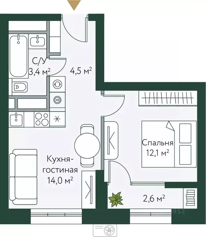 1-к кв. Волгоградская область, Волгоград Новосибирская ул., 74с1 ... - Фото 0