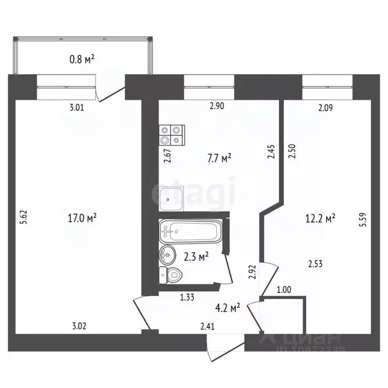 2-к кв. Башкортостан, Стерлитамак Михайловский мкр, ул. Сазонова, 10 ... - Фото 1