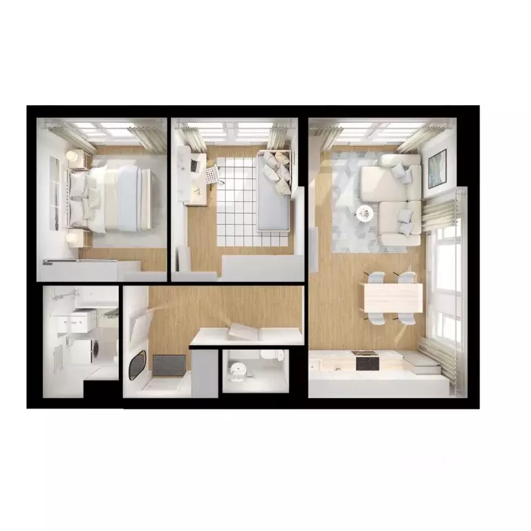 Квартира, 2 комнаты, 54.6 м - Фото 1