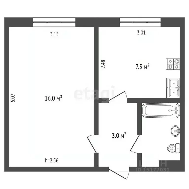 1-к кв. Ямало-Ненецкий АО, Ноябрьск ул. Ленина, 18/14 (30.0 м) - Фото 1