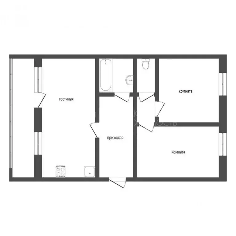 3-к кв. Тюменская область, Тюмень ул. Дружбы, 73 (89.3 м) - Фото 1