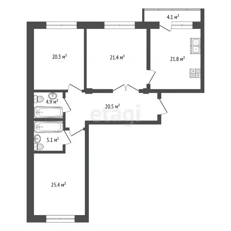 3-к кв. Ставропольский край, Ессентуки Октябрьская ул. (119.4 м) - Фото 1