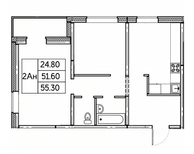 2-к кв. Чувашия, Чебоксары ул. П.В. Дементьева, поз1 (55.3 м) - Фото 0