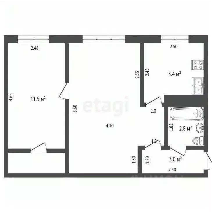 2-к кв. Белгородская область, Белгород Железнодорожная ул., 129 (54.0 ... - Фото 2