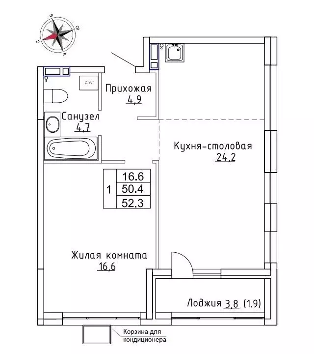 Квартира-студия: Новый, улица Ленина, 6с1 (52.3 м) - Фото 0