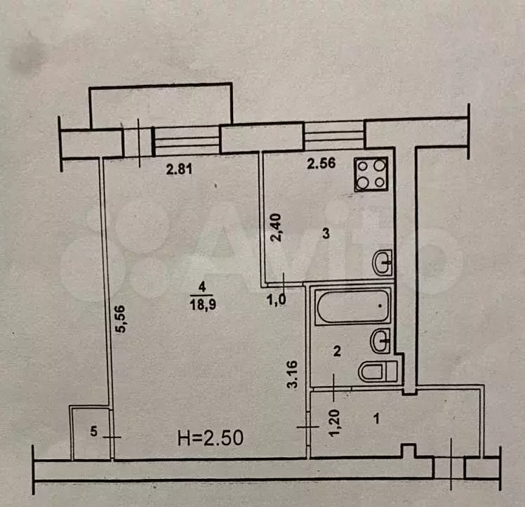 1-к. квартира, 32,7 м, 2/4 эт. - Фото 0