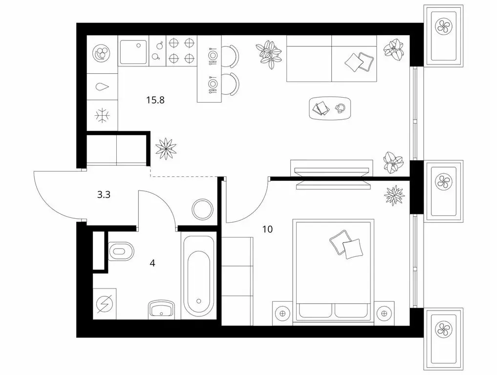 1-комнатная квартира: Москва, жилой комплекс Кавказский Бульвар 51, ... - Фото 1