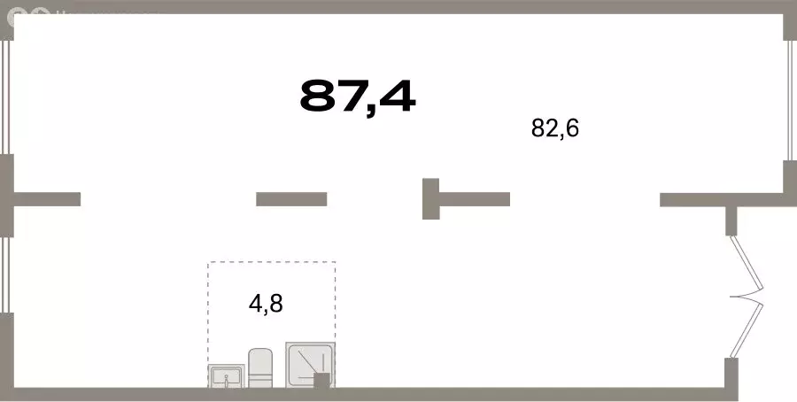 Помещение свободного назначения (87.4 м) - Фото 1