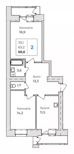 2-к кв. Амурская область, Благовещенск  (66.6 м) - Фото 0