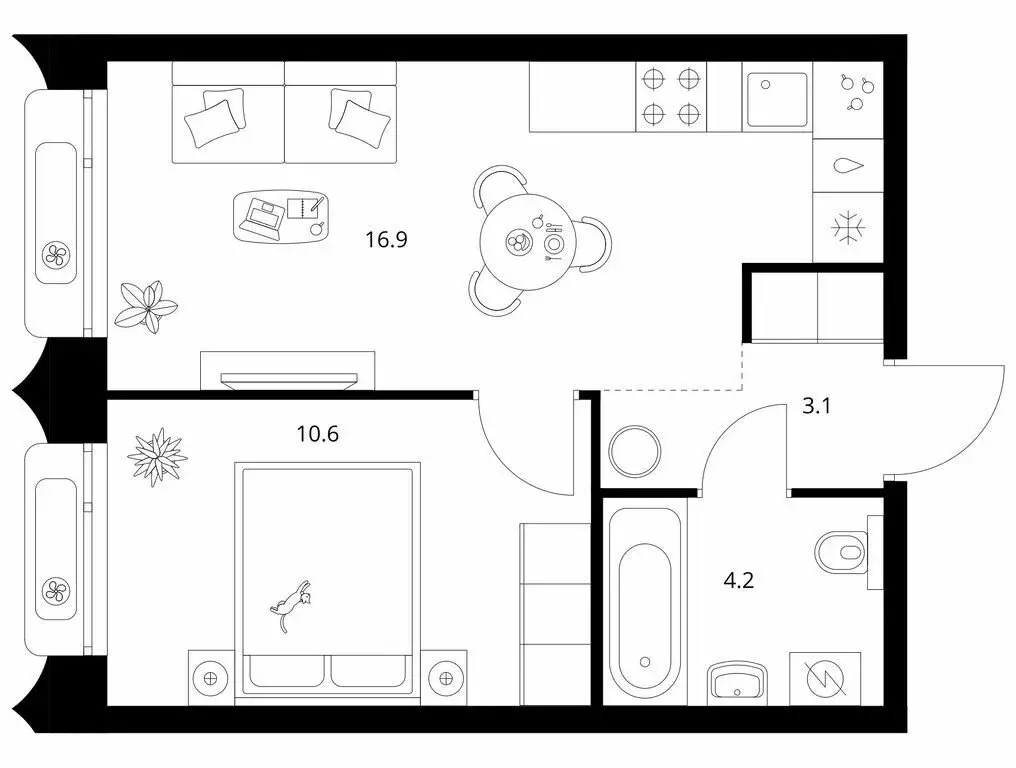 1-комнатная квартира: Казань, ЖК Сиберово, 3 (34.8 м) - Фото 1